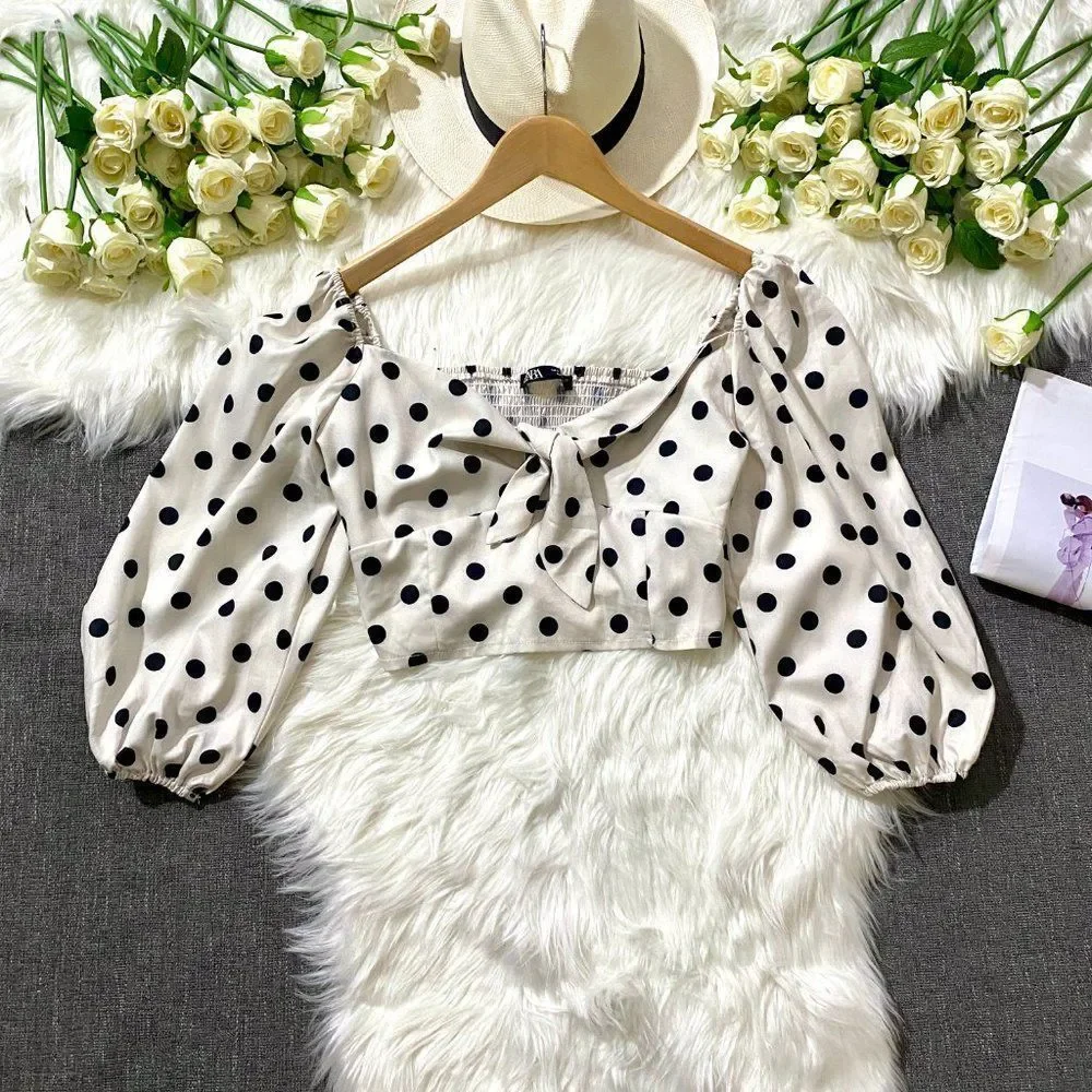 ZARA Polka Knot Top